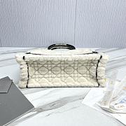 Meidum Dior Book Tote Lambskin Wool Unbleached Caning White - 36.5x28x16.5cm - 5