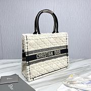 Meidum Dior Book Tote Lambskin Wool Unbleached Caning White - 36.5x28x16.5cm - 2