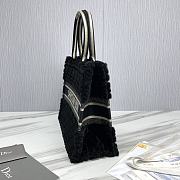 Meidum Dior Book Tote Lambskin Wool Unbleached Caning Black - 36.5x28x16.5cm - 4