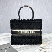 Meidum Dior Book Tote Lambskin Wool Unbleached Caning Black - 36.5x28x16.5cm - 2