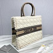 Large Dior Book Tote Lambskin Wool Unbleached Caning Beige - 42x35x18.5cm - 3