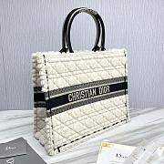 Large Dior Book Tote Lambskin Wool Unbleached Caning White - 42x35x18.5cm - 3