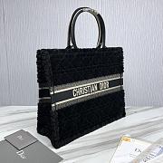 Large Dior Book Tote Lambskin Wool Unbleached Caning Black - 42x35x18.5cm - 3