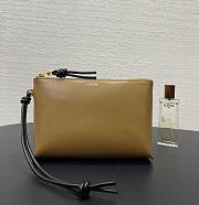 Loewe Knot T Pouch In Shiny Nappa Calfskin Oak - 22.5x5.5x15.5cm - 6
