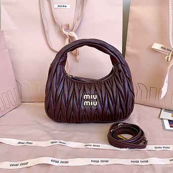 Miumiu Wander Matelasse Nappa Leather Hobo Bag Burgundy - 20x17x6cm
