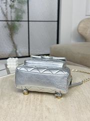 Chanel Backpack Grained Calfskin & Gold-Tone Metal Silver - 22x22.5x8.5cm - 5
