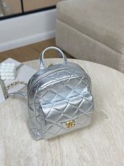 Chanel Backpack Grained Calfskin & Gold-Tone Metal Silver - 22x22.5x8.5cm - 3