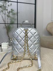 Chanel Backpack Grained Calfskin & Gold-Tone Metal Silver - 22x22.5x8.5cm - 2