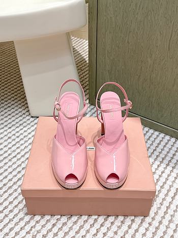 Miumiu Patent Leather Platform Sandals Pink 11.5cm