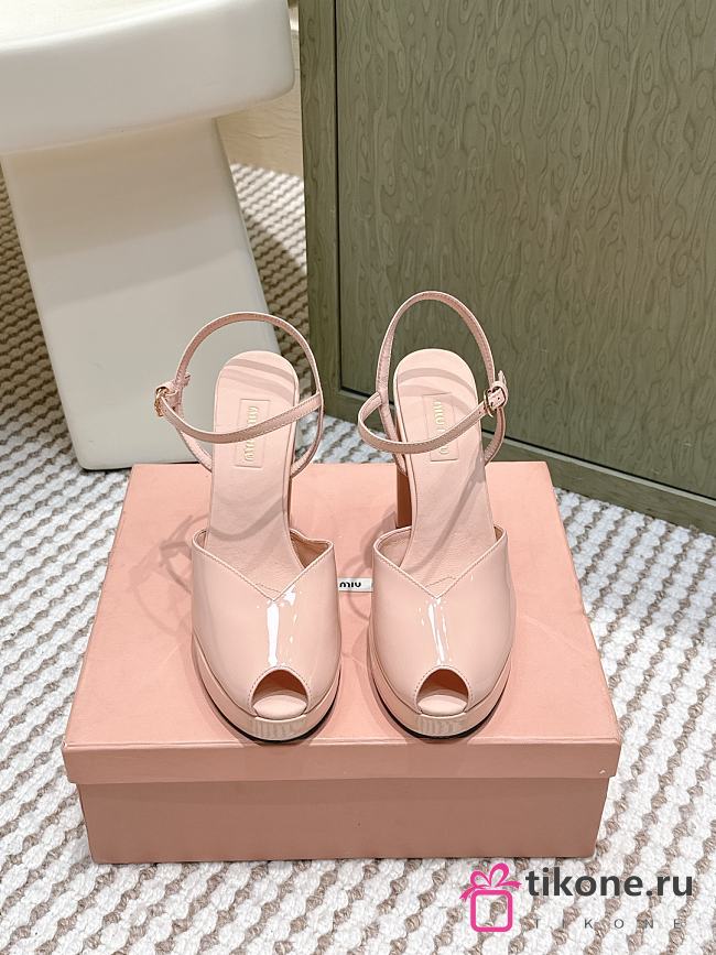Miumiu Patent Leather Platform Sandals Beige 11.5cm - 1