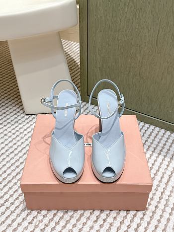 Miumiu Patent Leather Platform Sandals Blue 11.5cm