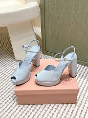 Miumiu Patent Leather Platform Sandals Blue 11.5cm - 5