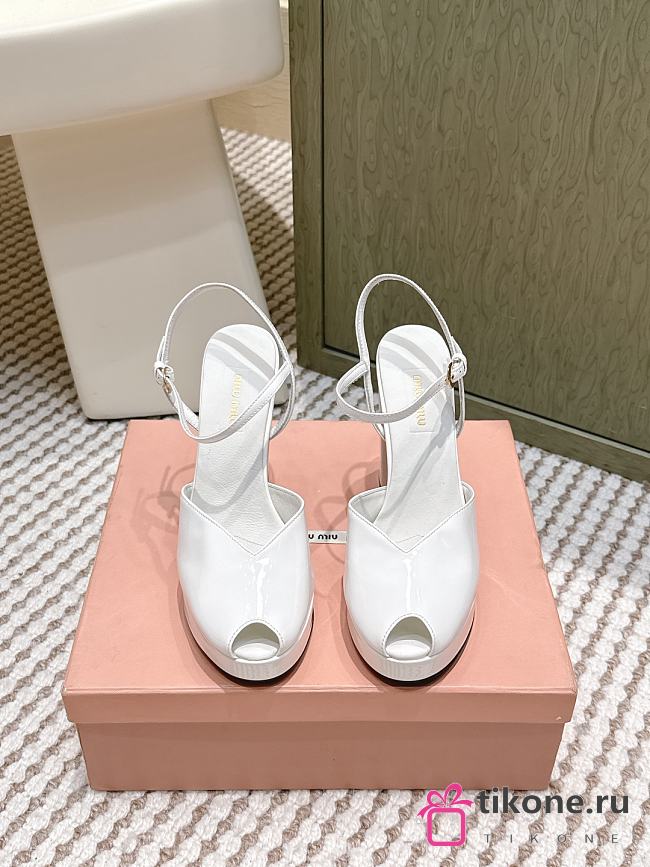 Miumiu Patent Leather Platform Sandals White 11.5cm - 1
