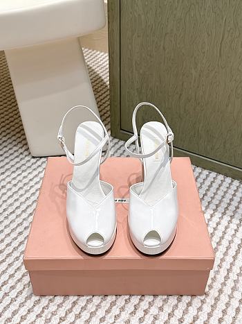 Miumiu Patent Leather Platform Sandals White 11.5cm