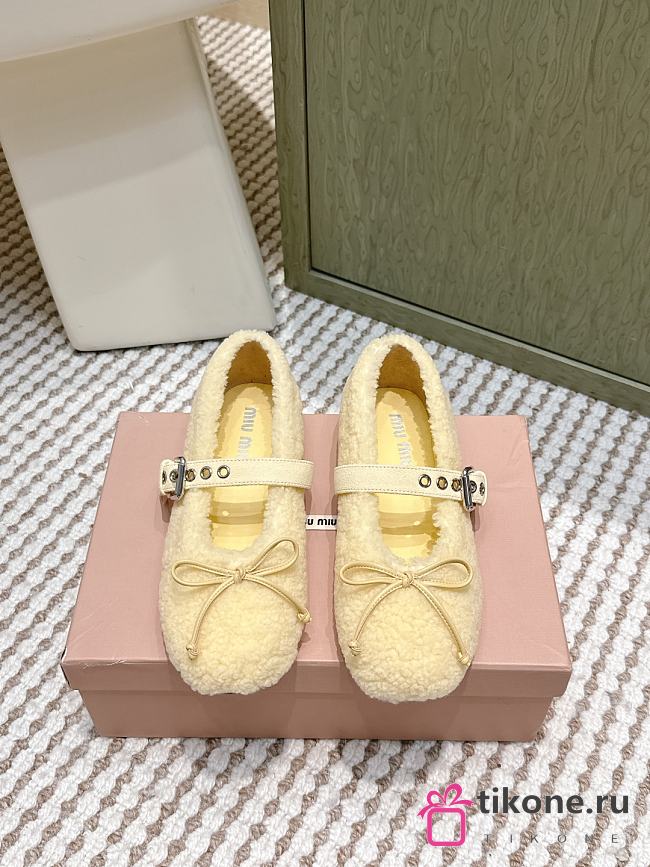 Miumiu Shearling Ballerinas Yellow - 1
