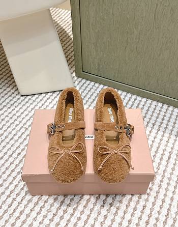 Miumiu Shearling Ballerinas Brown