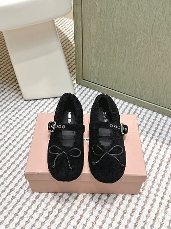 Miumiu Shearling Ballerinas Black 