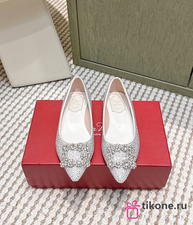 Roger Vivier Efflorescence Ballerinas in Crystal White - 1