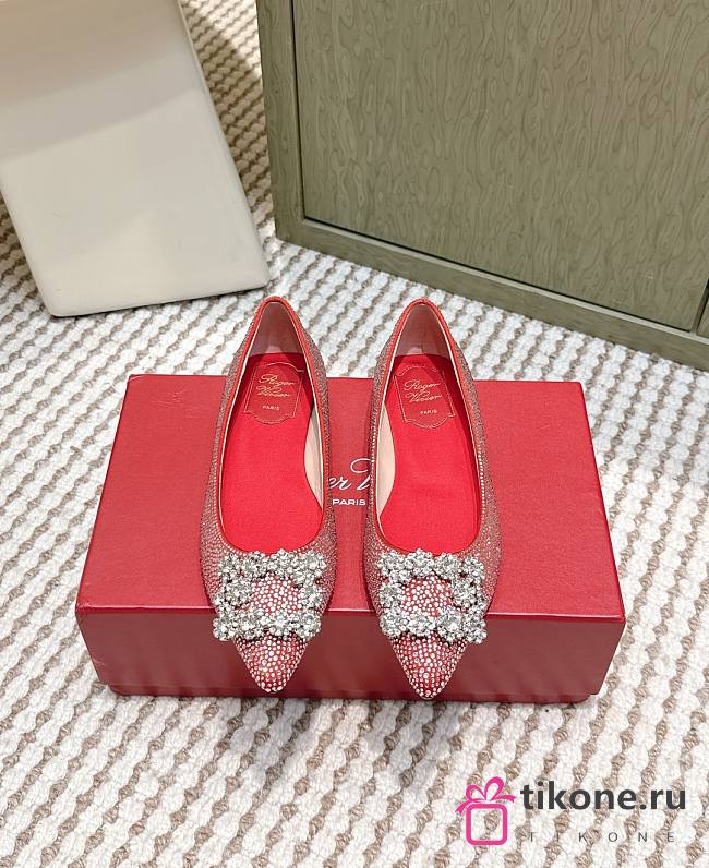 Roger Vivier Efflorescence Ballerinas in Crystal Red - 1
