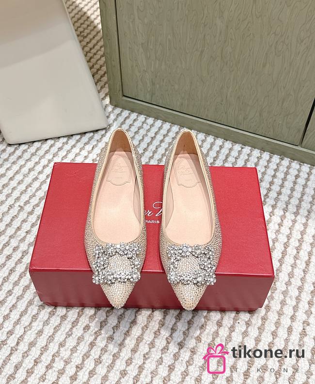Roger Vivier Efflorescence Ballerinas in Crystal Beige - 1