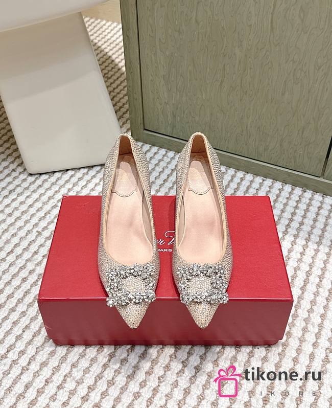 Roger Vivier Efflorescence Pums in Crystal Beige 6.5cm - 1