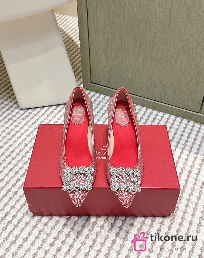 Roger Vivier Efflorescence Pums in Crystal Red 6.5cm - 1