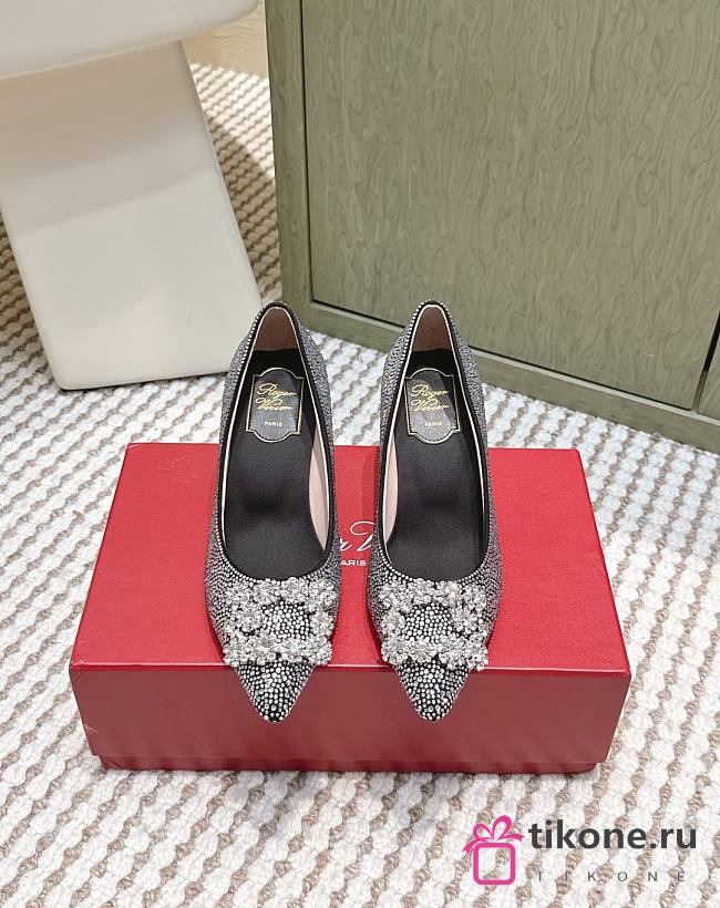Roger Vivier Efflorescence Pums in Crystal Black 6.5cm - 1