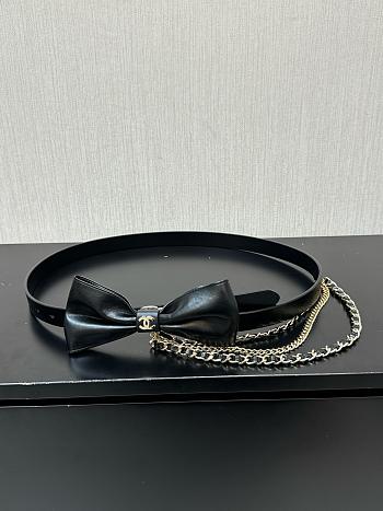 Chanel Belt Calfskin Lambskin & Metal Black & Gold