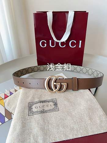 Gucci Reversible GG Marmont Belt Beige Supreme And Brown Leather 3cm
