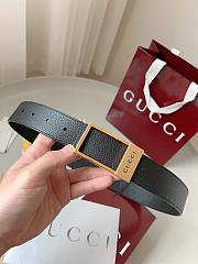Gucci GG Belt With Rectangular Buckle Black Gold 3.5cm - 5