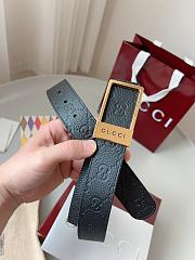 Gucci GG Belt With Rectangular Buckle Black Gold 3.5cm - 2
