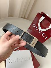 Gucci GG Belt With Rectangular Buckle Black Silver 3.5cm - 6