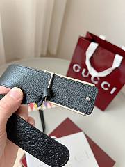 Gucci GG Belt With Rectangular Buckle Black Silver 3.5cm - 5