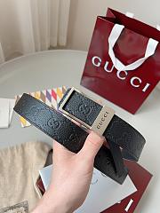 Gucci GG Belt With Rectangular Buckle Black Silver 3.5cm - 4