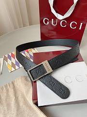 Gucci GG Belt With Rectangular Buckle Black Silver 3.5cm - 2