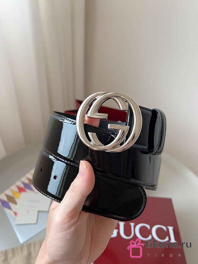 Gucci Interlocking G Leather Belt Black - 1