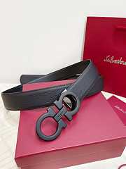 Salvatore Ferragamo Reversible And Adjustable Gancini Belt Smooth/ Grained Calfskin Black 3.5cm - 2