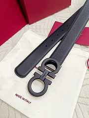 Salvatore Ferragamo Reversible And Adjustable Gancini Belt Smooth/ Grained Calfskin Black 3.5cm - 3