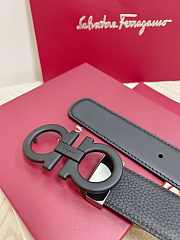 Salvatore Ferragamo Reversible And Adjustable Gancini Belt Smooth/ Grained Calfskin Black 3.5cm - 4