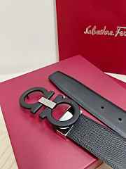 Salvatore Ferragamo Reversible And Adjustable Gancini Belt Smooth/ Hammered Calfskin Black Silver 3.5cm - 2