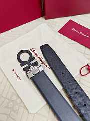 Salvatore Ferragamo Reversible And Adjustable Gancini Belt Smooth/ Hammered Calfskin Black Silver 3.5cm - 3