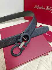 Salvatore Ferragamo Reversible And Adjustable Gancini Belt Smooth/ Hammered Calfskin Black Silver 3.5cm - 4