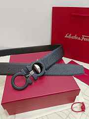 Salvatore Ferragamo Reversible And Adjustable Gancini Belt Smooth/ Hammered Calfskin Black Silver 3.5cm - 5
