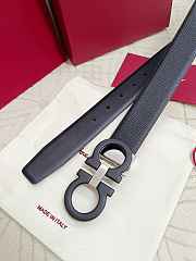 Salvatore Ferragamo Reversible And Adjustable Gancini Belt Smooth/ Hammered Calfskin Black Silver 3.5cm - 1