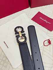Salvatore Ferragamo Reversible And Adjustable Gancini Belt Smooth/ Grained Calfskin Black Gold 3.5cm - 3