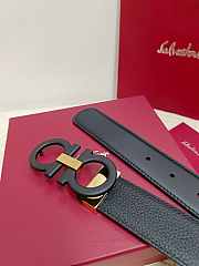 Salvatore Ferragamo Reversible And Adjustable Gancini Belt Smooth/ Grained Calfskin Black Gold 3.5cm - 4