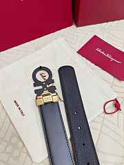 Salvatore Ferragamo Reversible And Adjustable Gancini Belt Smooth/ Grained Calfskin Black Gold 3.5cm - 6