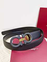 Salvatore Ferragamo Reversible And Adjustable Gancini Belt Smooth/ Grained Calfskin Black Gold 3.5cm - 5