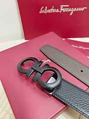 Salvatore Ferragamo Reversible And Adjustable Gancini Belt Grained Calfskin Black/Brown 3.5cm - 5