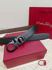 Salvatore Ferragamo Reversible And Adjustable Gancini Belt Grained Calfskin Black/Brown 3.5cm - 4